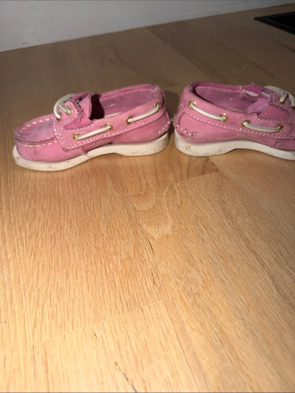 Sperry Pink Kids Moccasin Boat Shoes with White Laces